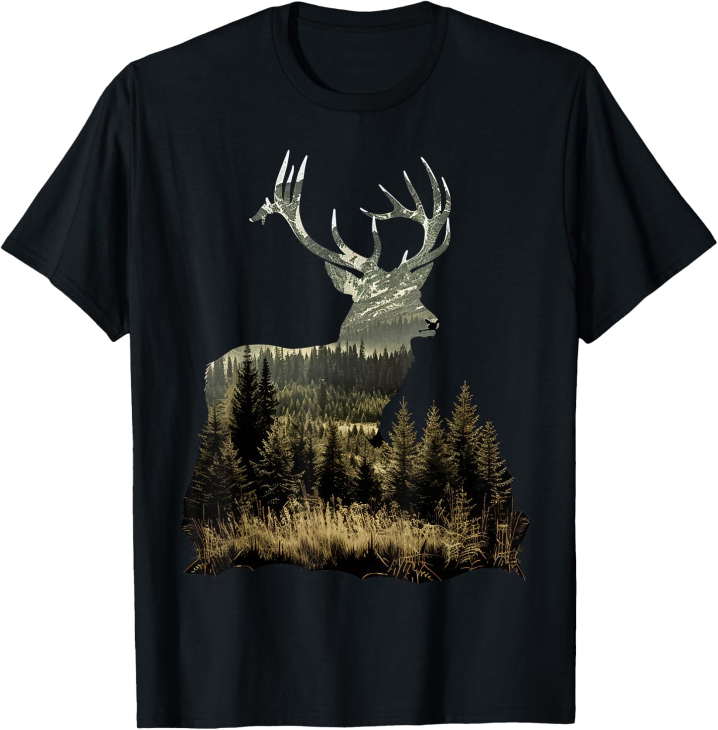 Forests, grasslands Deer T-Shirt - T-Shirt | Black
