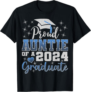 Super Proud Auntie of 2024 Graduate Awesome Family College T-Shirt - T-Shirt | Black