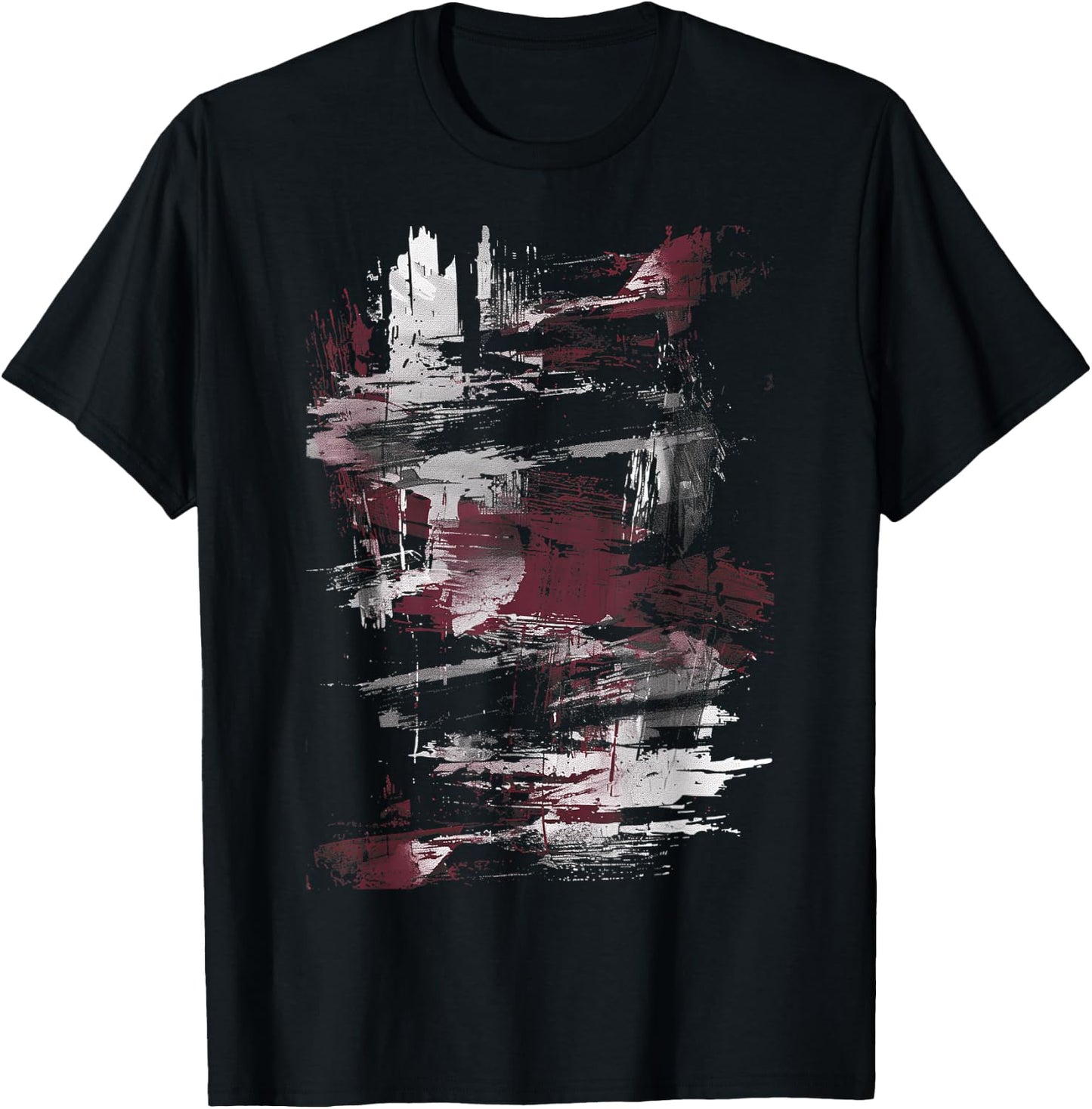 Black And White Red Accent Art Graphic T-Shirt - T-Shirt | Black