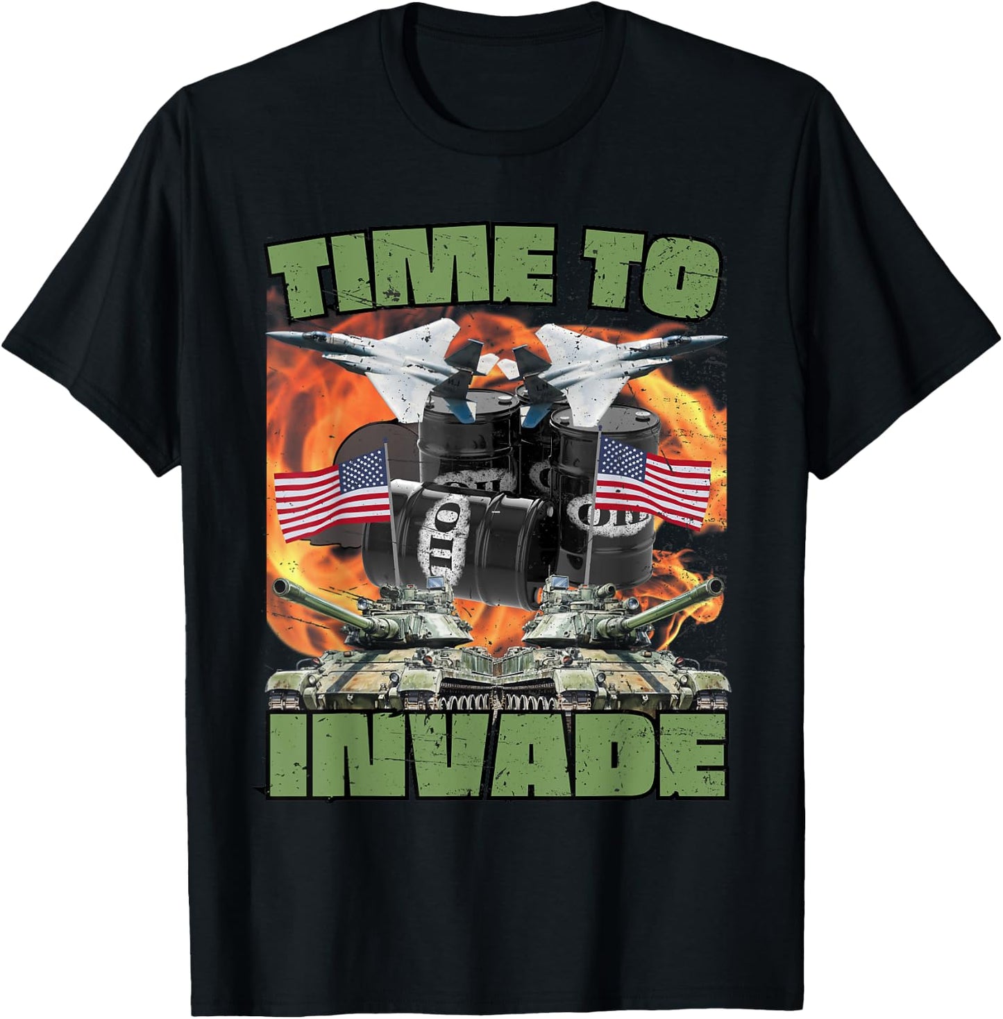 Funny America Wants Oil Meme American Patriotic Men T-Shirt - T-Shirt | Black