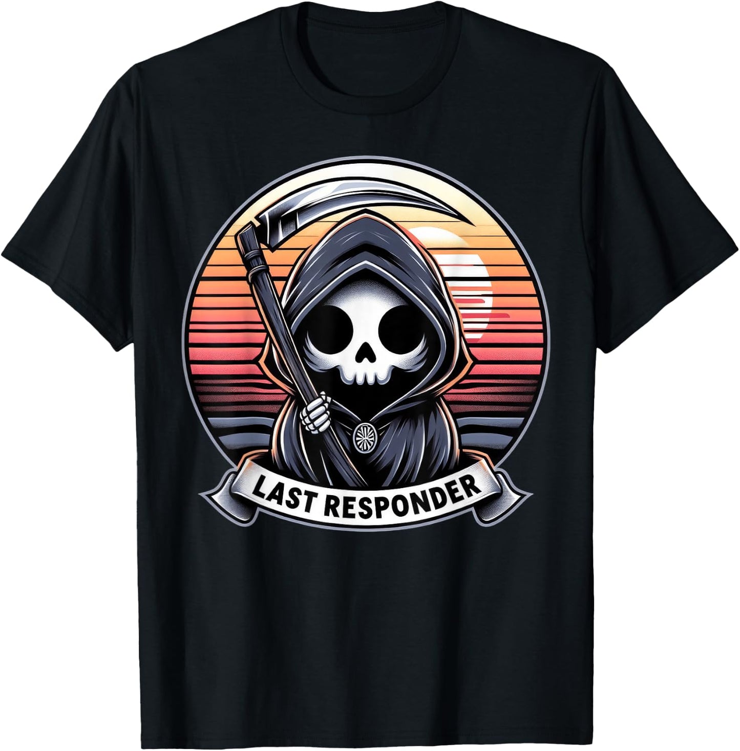 Grim Reaper Funny Dark Meme Mortician Last Responder Vintage T-Shirt - T-Shirt | Black