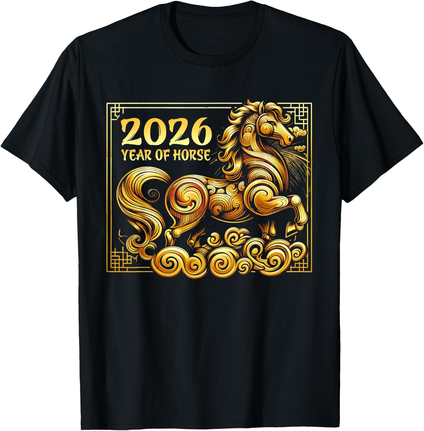 Happy Chinese New Year 2026 - Lunar New Year Horse Red 2026 T-Shirt - T-Shirt | Black