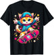 Skate Kitten Cute Adorable Cat Skating Fun Skateboard Tricks T-Shirt - T-Shirt | Black