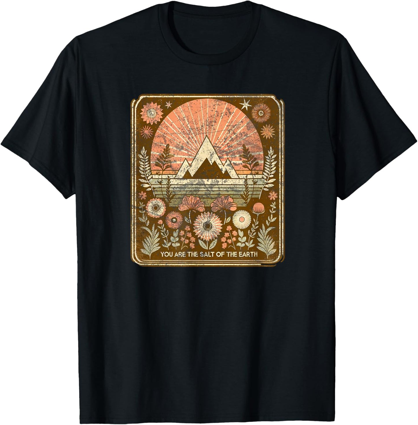 Christian Boho Salt Of The Earth Retro Bible Verse T-Shirt - T-Shirt | Black