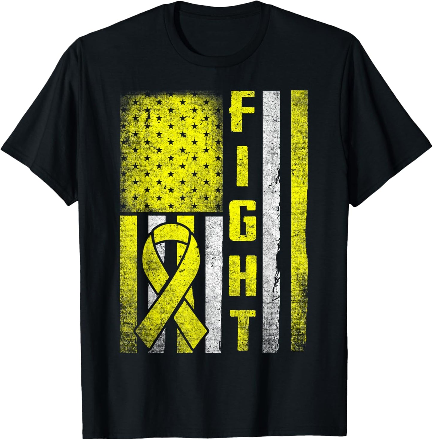 Ewing Sarcoma Fight Sarcoma Cancer Awareness Yellow Ribbon T-Shirt - T-Shirt | Black