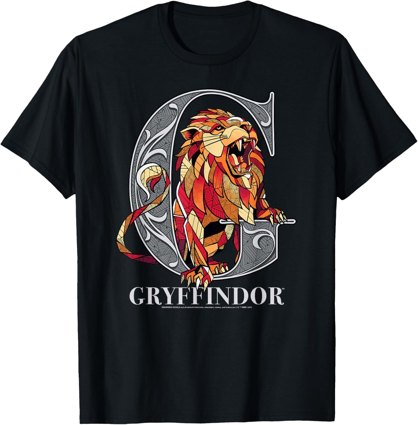 Harry Potter Mosaic Gryffindor with Lion Small T-Shirt - T-Shirt | Black