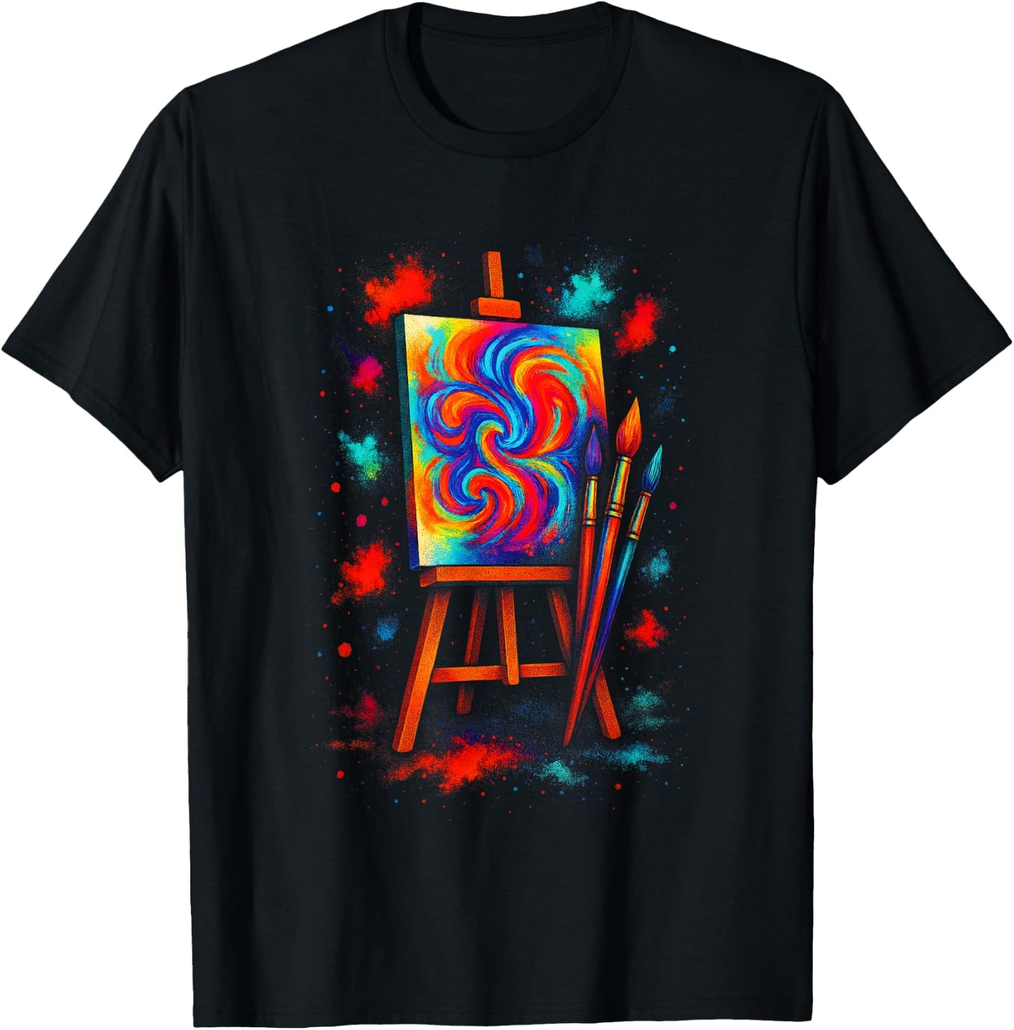Swirl Painting - Artist Brushes Abstract Art T-Shirt - T-Shirt | Black