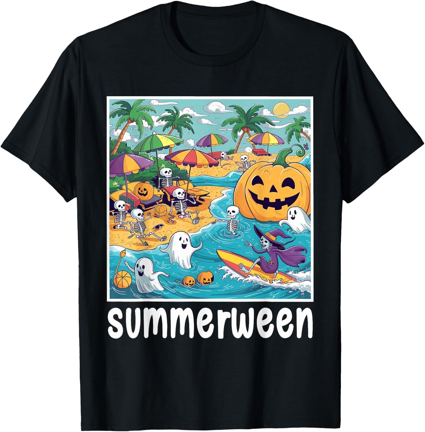 Halloween Summer Celebrate Summerween Vibes Men Women Girls Kids T-Shirt - T-Shirt | Black