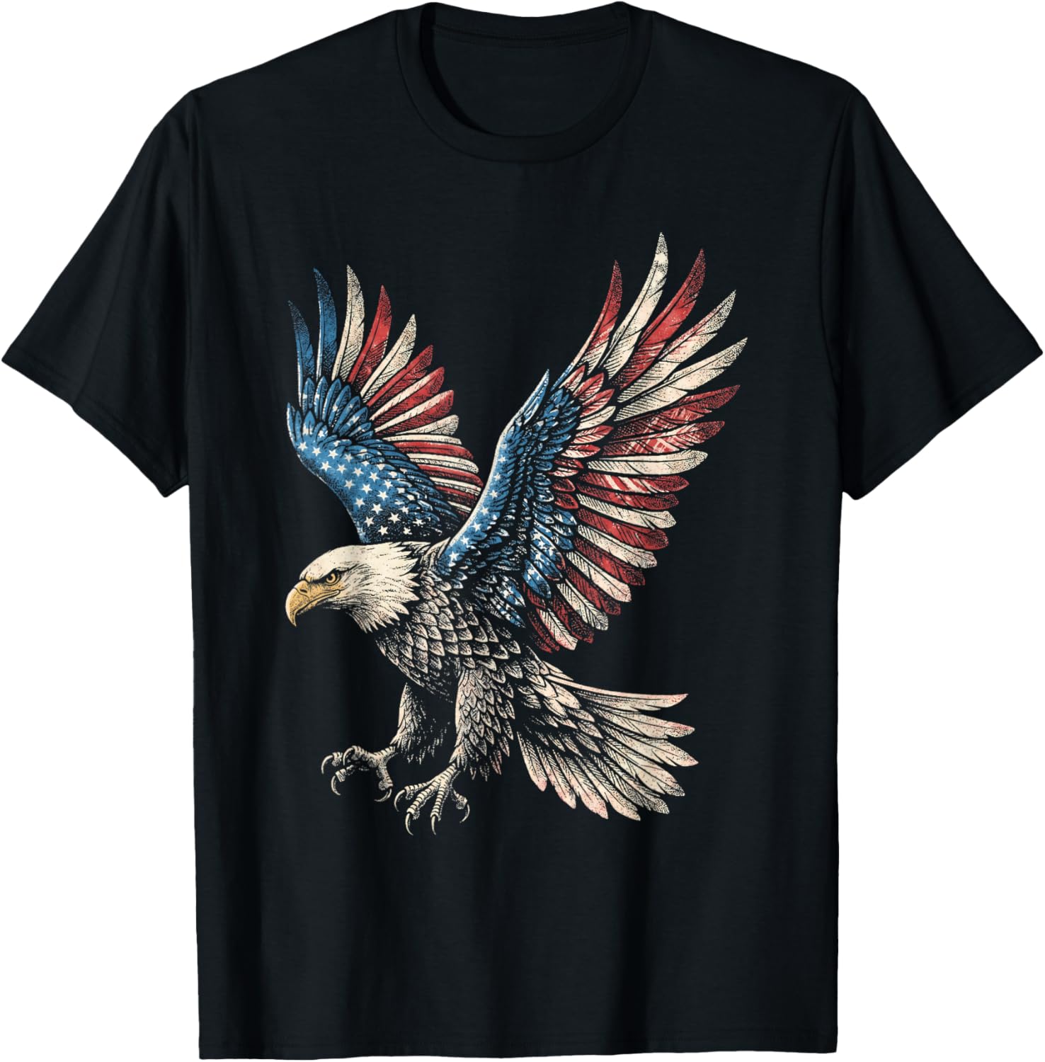 Eagle American Flag 4th of July USA Patriotic Men Women T-Shirt - T-Shirt | Black