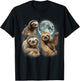 Sloth Shirt | 3 Sloth Howling At Moon Funny Weird Cursed T-Shirt - T-Shirt | Black