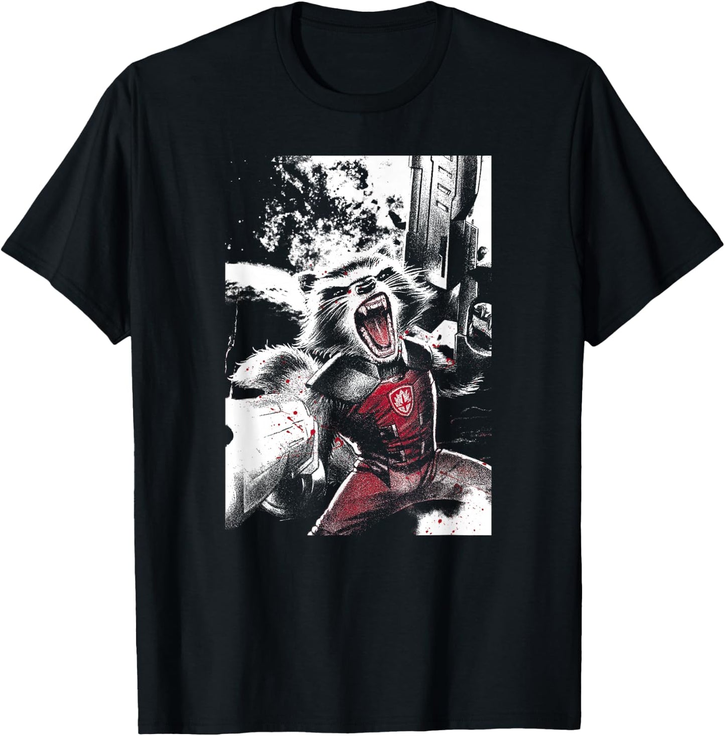 Marvel Guardians of The Galaxy Rocket Raccoon Roar Poster Small T-Shirt - T-Shirt | Black