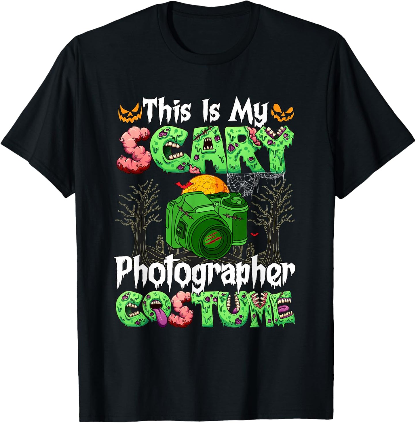 My Scary Photographer Costume Horror Zombie Halloween Job T-Shirt - T-Shirt | Black