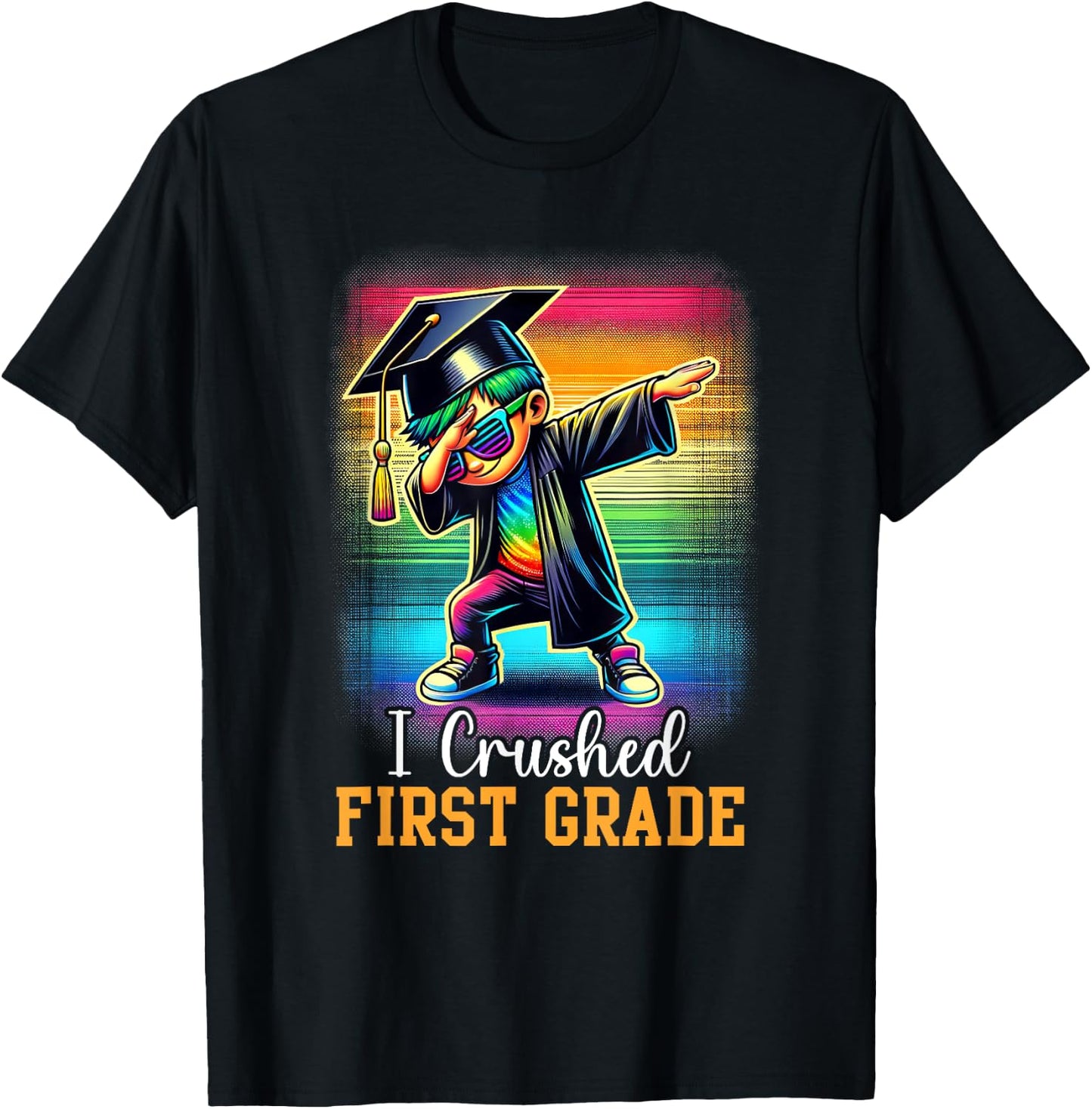I Crushed 1st Grade Graduation Dabbing Boy Class Of 2025 T-Shirt - T-Shirt | Black