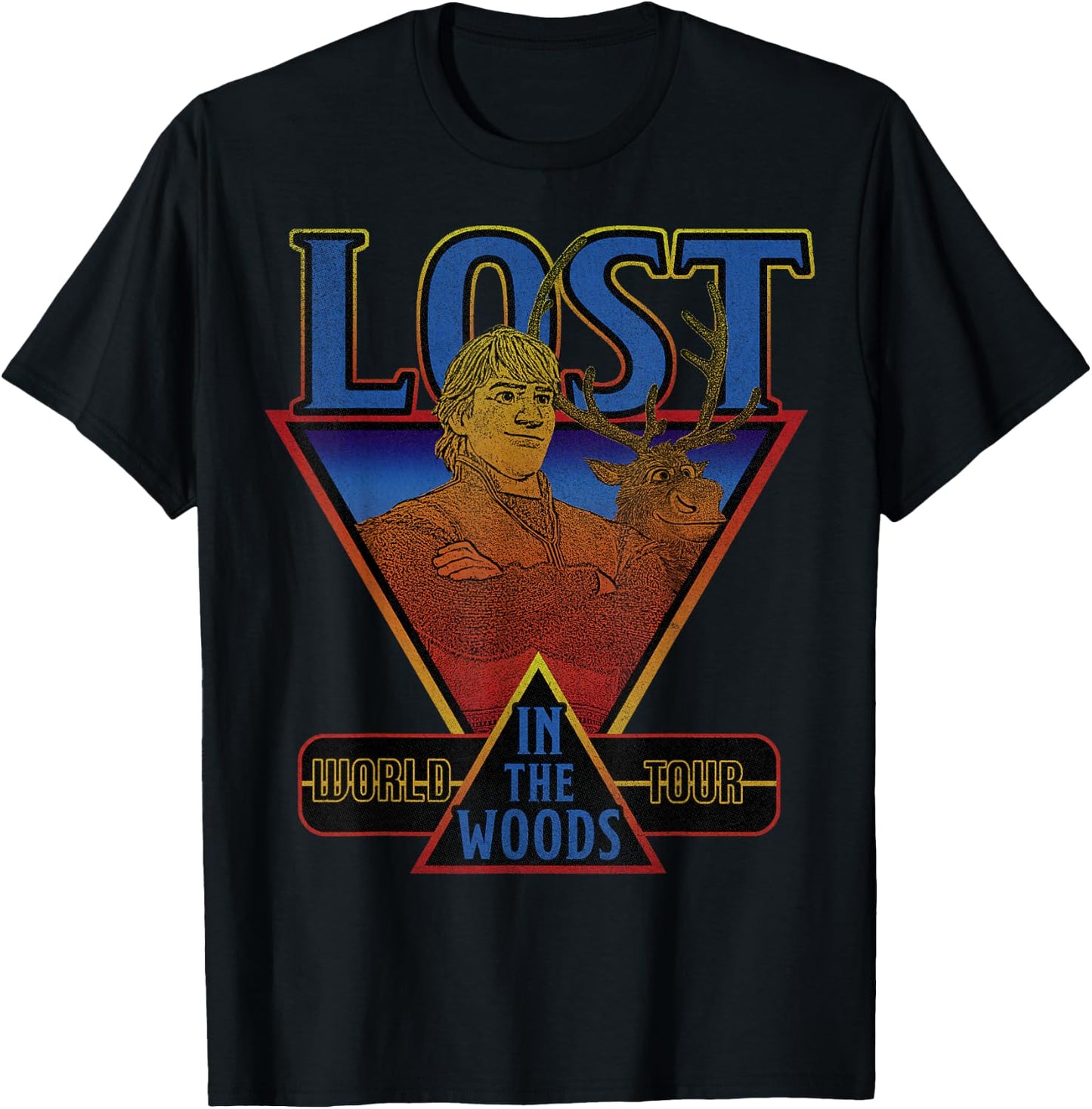 Disney Frozen 2 Kristoff & Sven Lost In The Woods World Tour T-Shirt - T-Shirt | Black