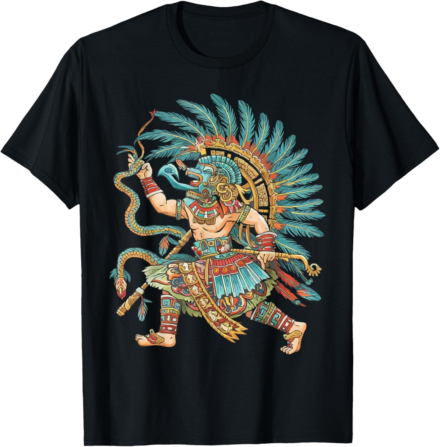 Aztec God Aztec Culture Mayan Indigenous Tlaloc Statue T-Shirt - T-Shirt | Black