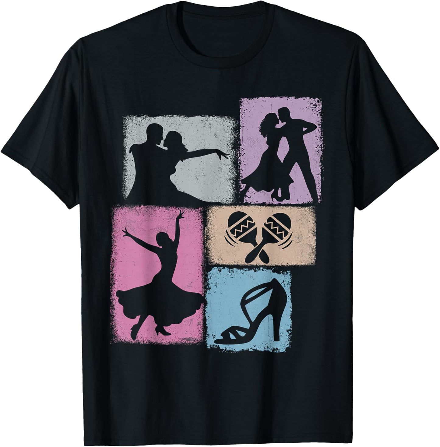Salsa Vintage Collage Dancing Salsa T-Shirt - T-Shirt | Black