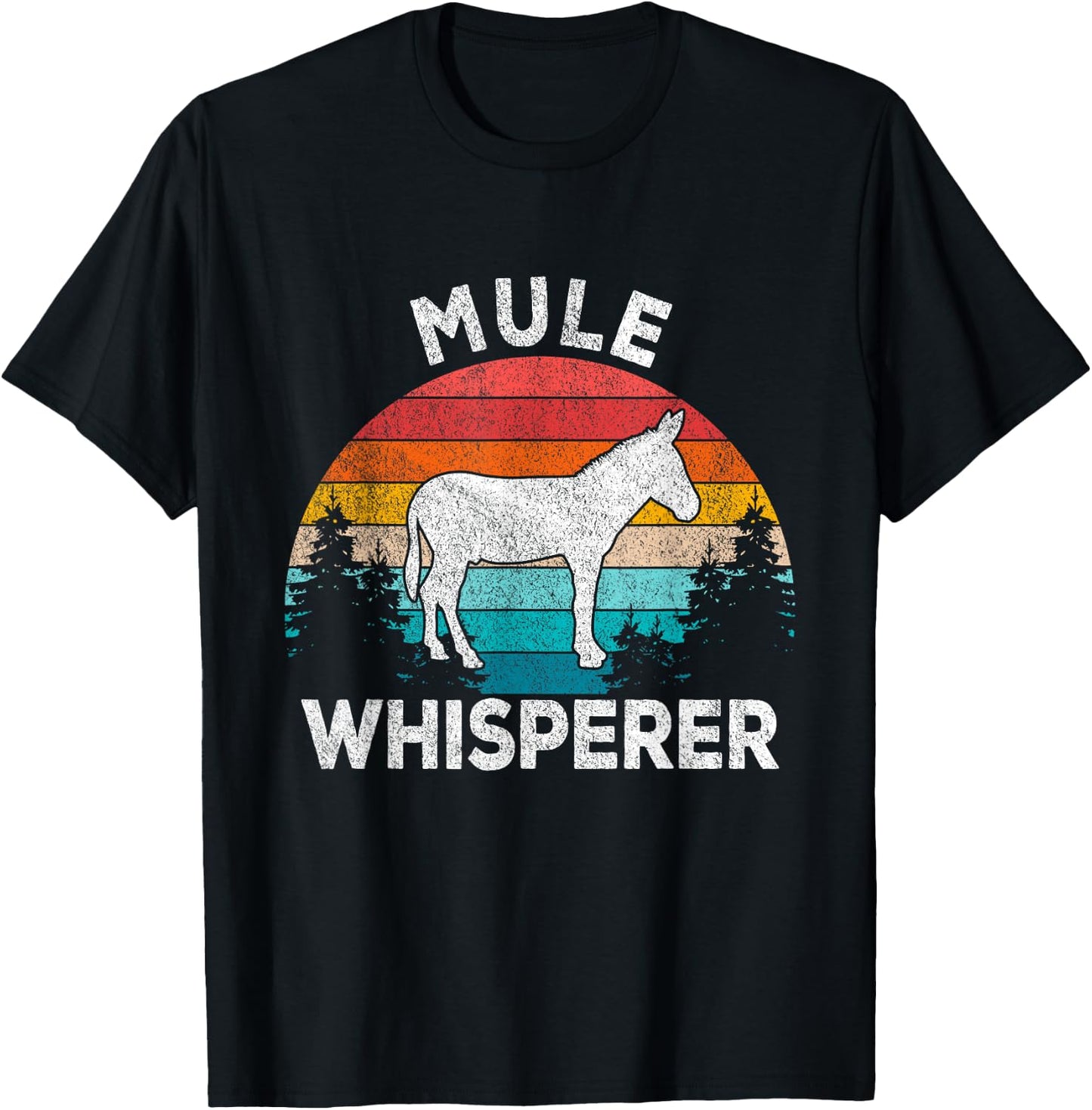 Funny Mule Lover Mule Boy Girl Gift Mule Whisperer Mule Lover Retro T-Shirt - T-Shirt | Black