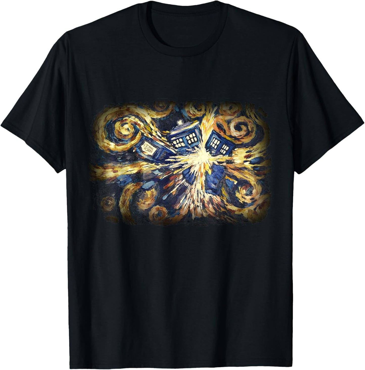 Art Tardis Van Gogh Time Travel Sci-Fi Fan T-Shirt - T-Shirt | Black