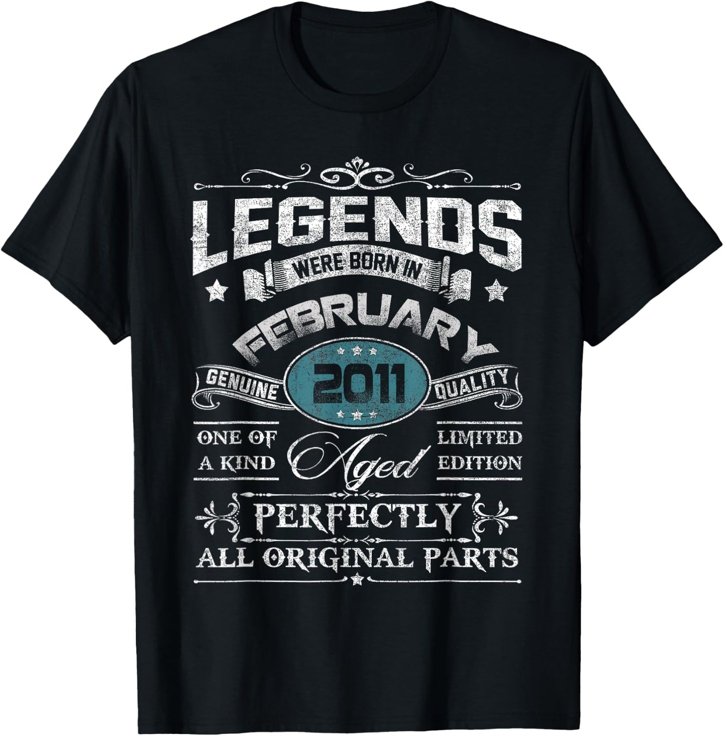 Legends Were Born In February 2011 Shirt Age 14th Birthday T-Shirt - T-Shirt | Black