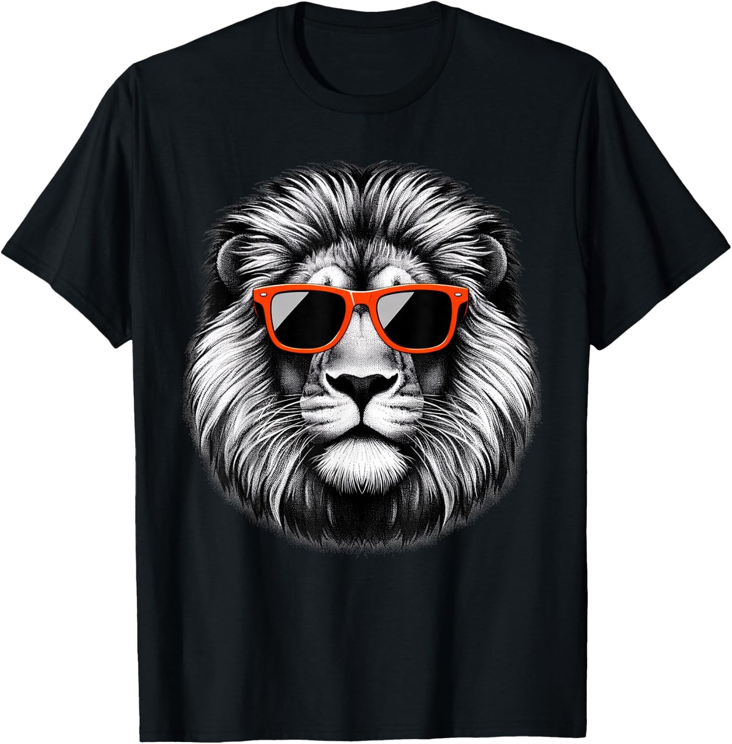 Cool Lion Wearing Sunglasses Graphic Art T-Shirt - T-Shirt | Black