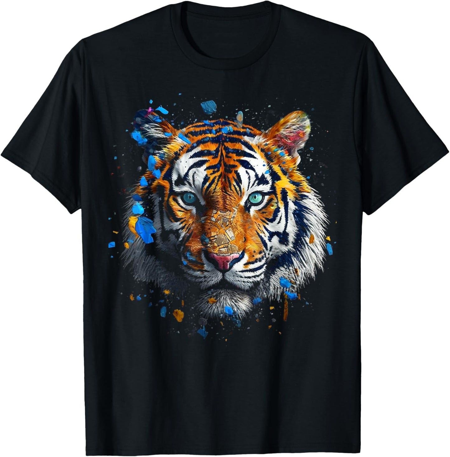 Tiger Artwork - Colourful Animal Art Tiger T-Shirt - T-Shirt | Black