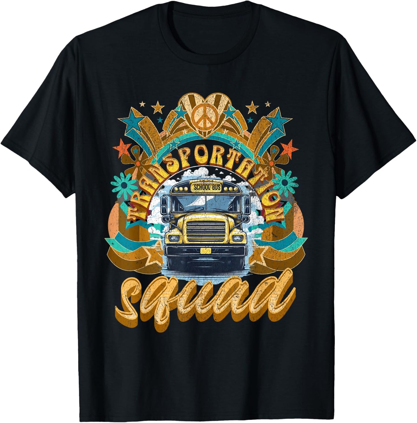 Transportation Squad Retro Bus Aide Back to School Matching T-Shirt - T-Shirt | Black