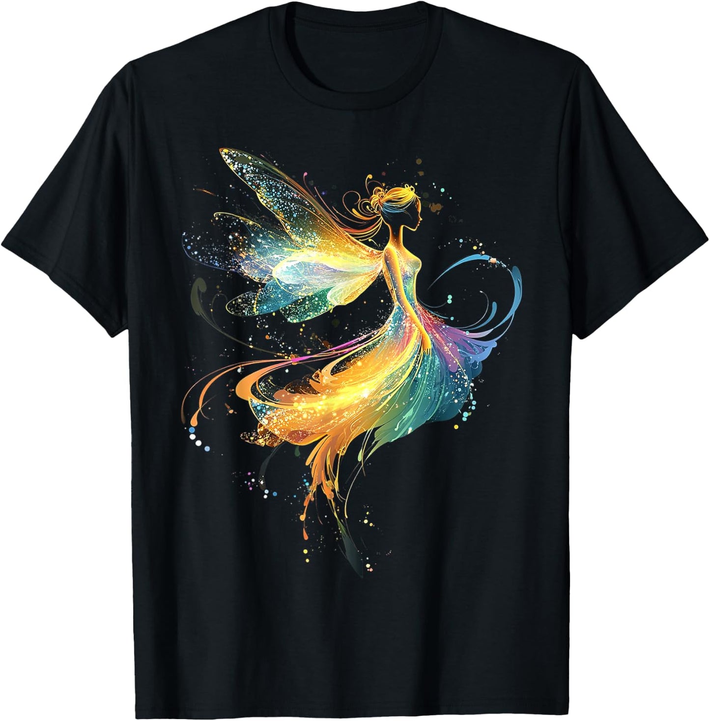 Fairy Mythical Motif Fantasy Artwork Fairy T-Shirt - T-Shirt | Black