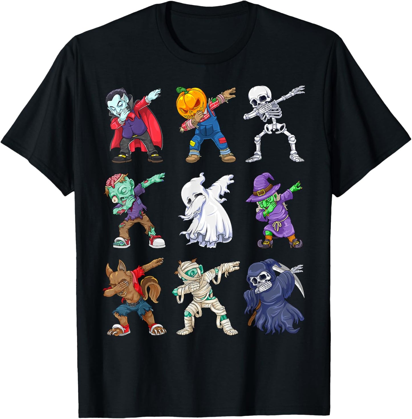 Dabbing Halloween Boys Skeleton Zombie Scary Pumpkin Mummy T-Shirt - T-Shirt | Black