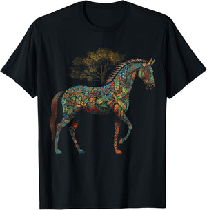 Horse artwork, horse motif, horse riding, animals, horse T-Shirt - T-Shirt | Black
