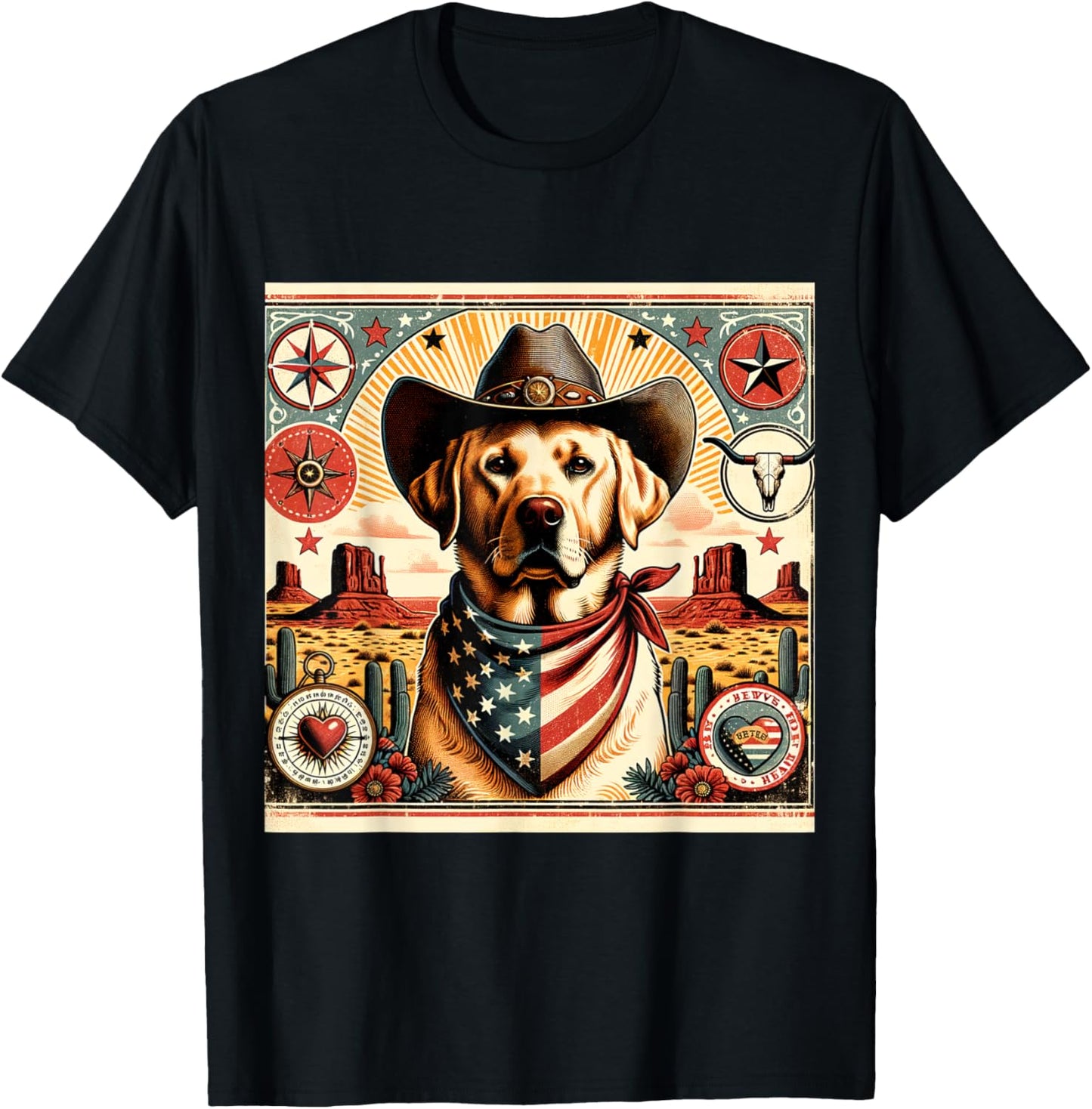 Funny Sheriff Dog Shirt Labrador Retriever Dog Mom Wild West Men Women Kids T-Shirt - T-Shirt | Black