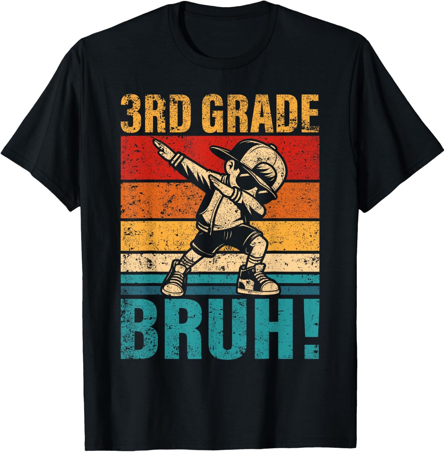 3rd Grade Bruh Dabbing Boy Third Grade Squad Boy Student T-Shirt - T-Shirt | Black