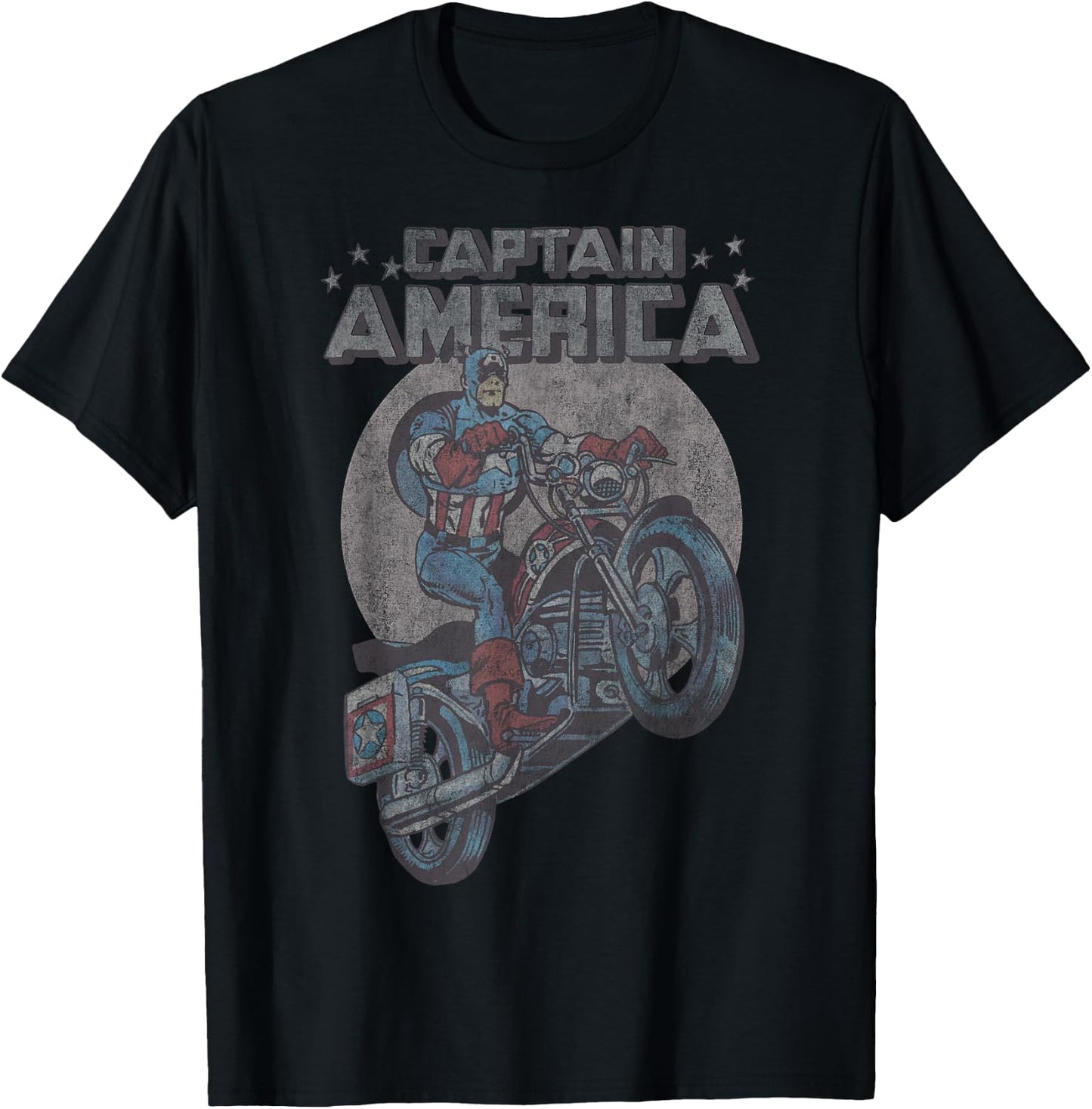 Marvel Avengers Captain America Motorcycle Portrait T-Shirt - T-Shirt | Black
