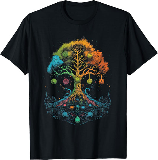 Yggdrasil Tree of Life with Moon Phases T-Shirt - T-Shirt | Black