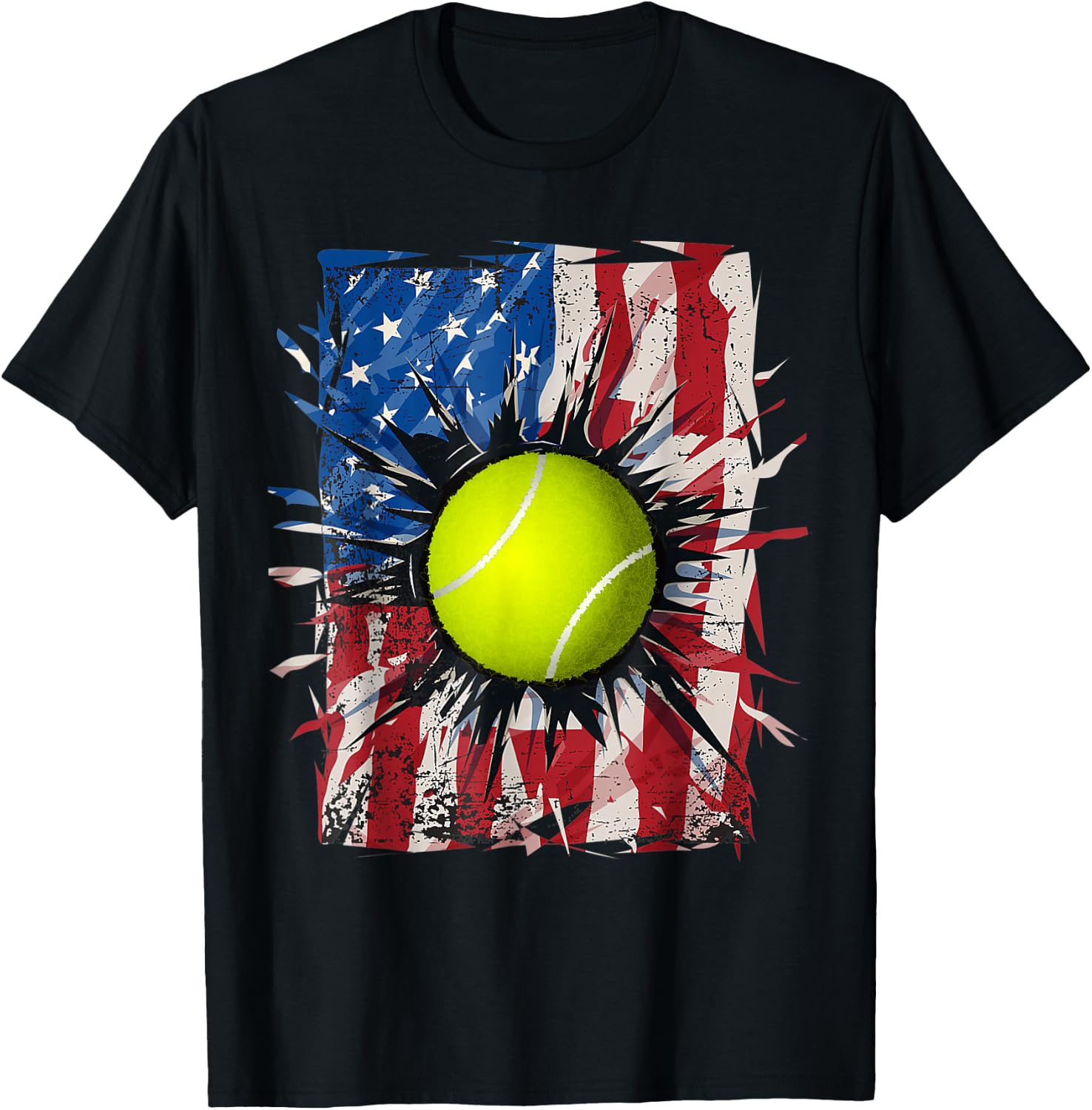 Patriotic Tennis 4th Of July Men USA American Flag Boys T-Shirt - T-Shirt | Black