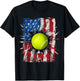 Patriotic Tennis 4th Of July Men USA American Flag Boys T-Shirt - T-Shirt | Black