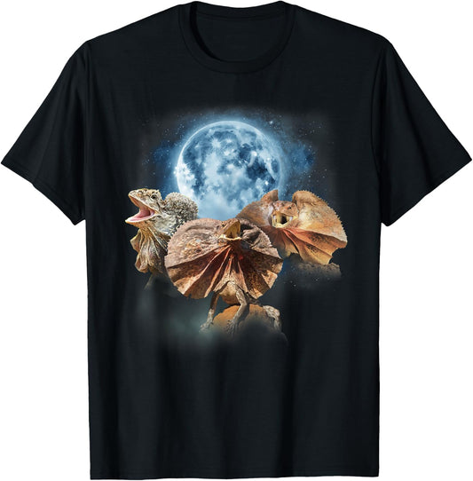 Frilled Lizard Shirt - Funny Lizards Howling at the Moon T-Shirt - T-Shirt | Black
