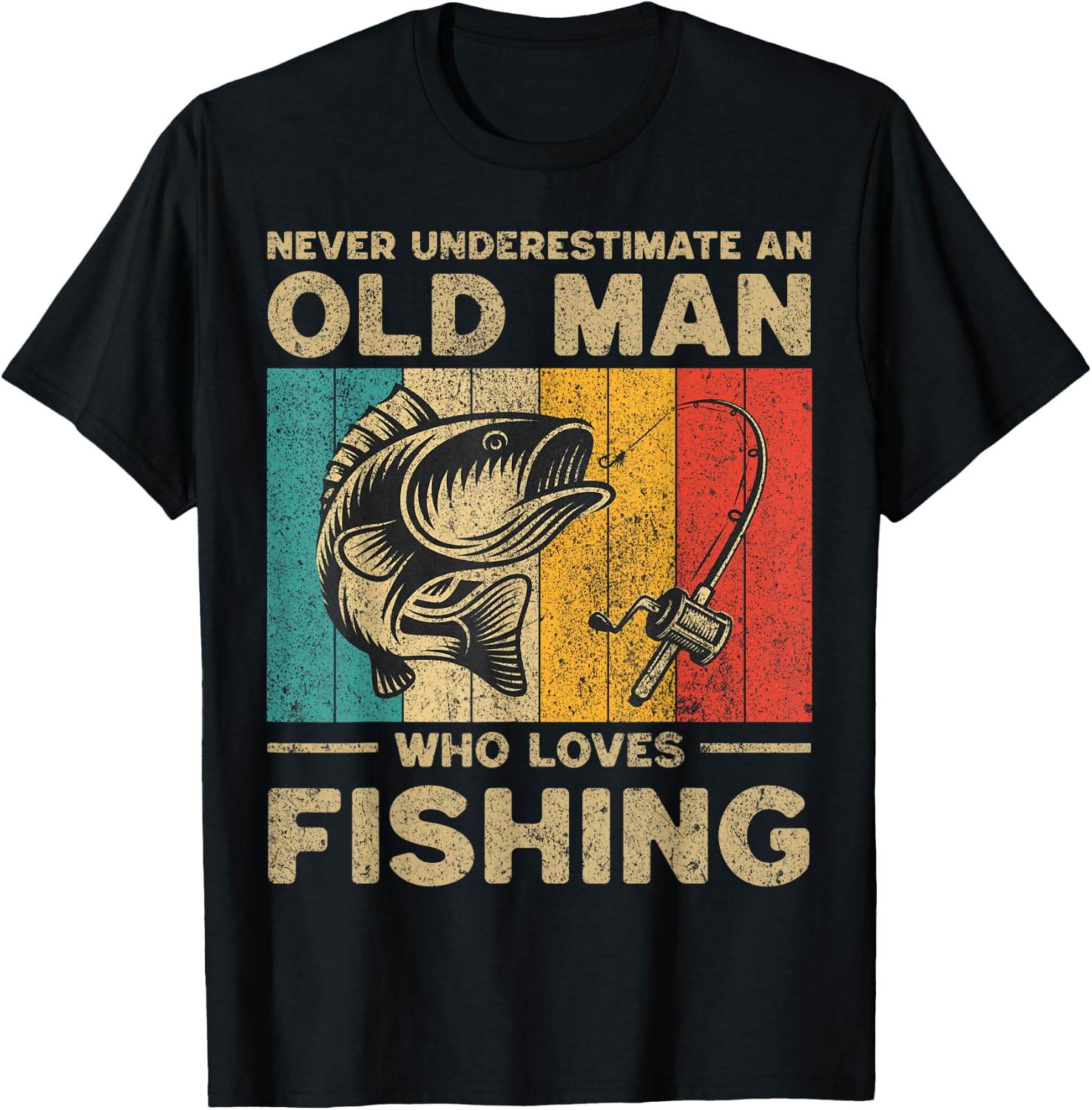 Funny Vintage Fishing Jokes Fisherman Bass Fish T-Shirt - T-Shirt | Black