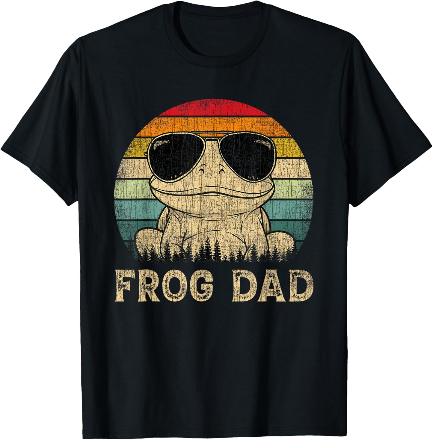 Vintage Frog Dad Frog Lovers Daddy Father's Day T-Shirt - T-Shirt | Black