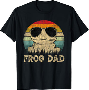 Vintage Frog Dad Frog Lovers Daddy Father's Day T-Shirt - T-Shirt | Black