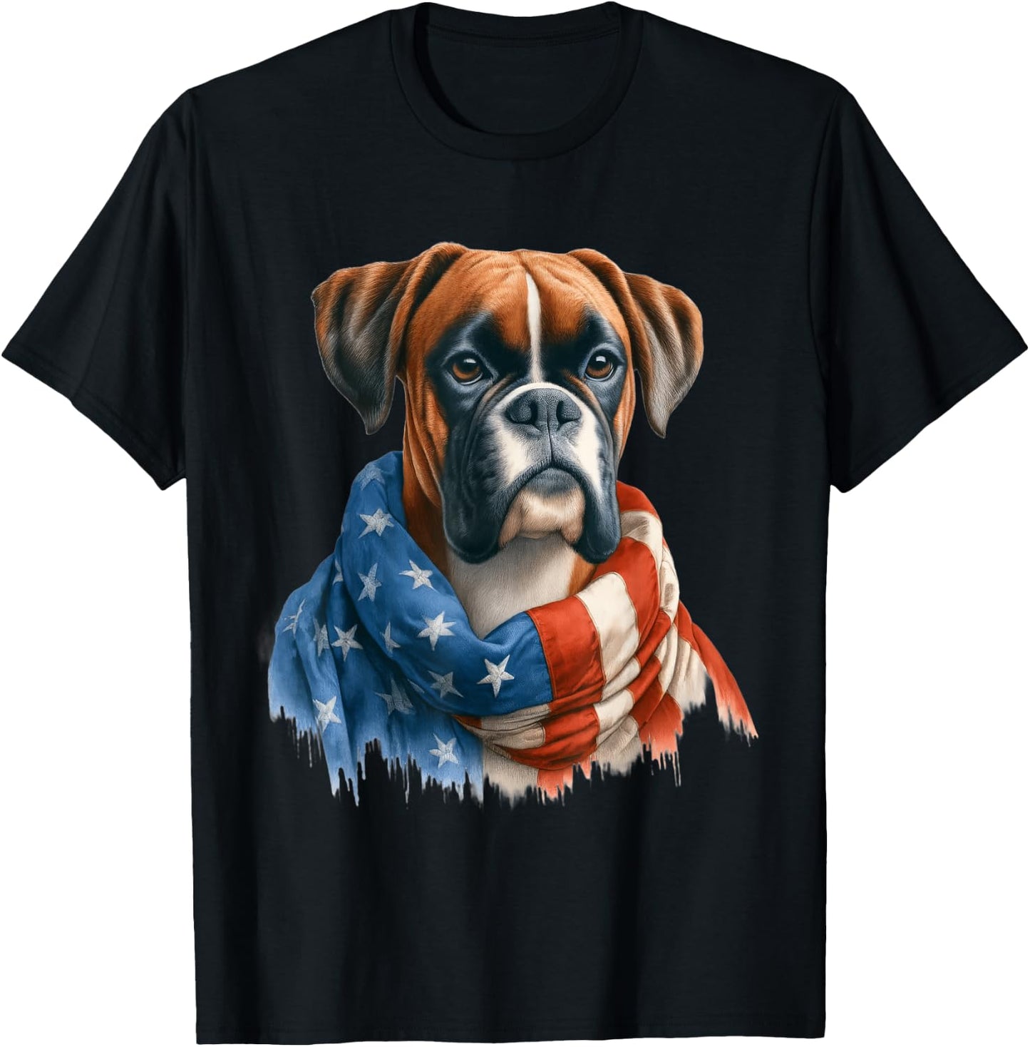 Boxer American Flag Patriotic Boxer Dog Lover 4th of July T-Shirt - T-Shirt | Black
