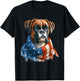 Boxer American Flag Patriotic Boxer Dog Lover 4th of July T-Shirt - T-Shirt | Black