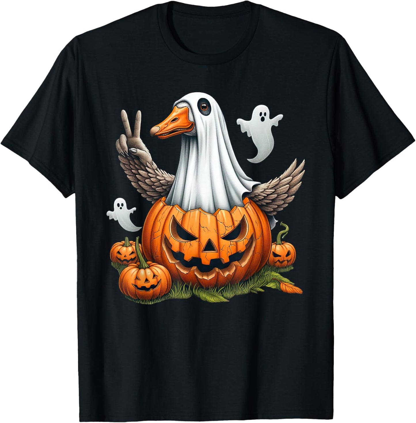 Funny Goose Boo Halloween Ghost Kids T-Shirt - T-Shirt | Black