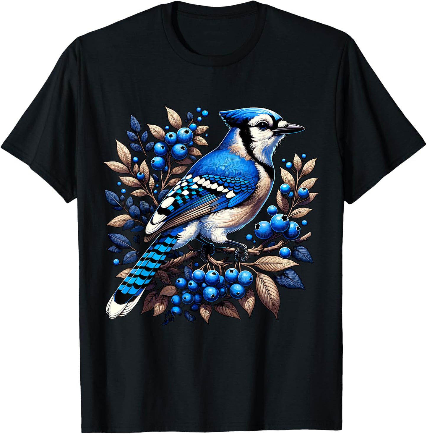 Blue Jay Bird , Small, Black T-Shirt - T-Shirt | Black