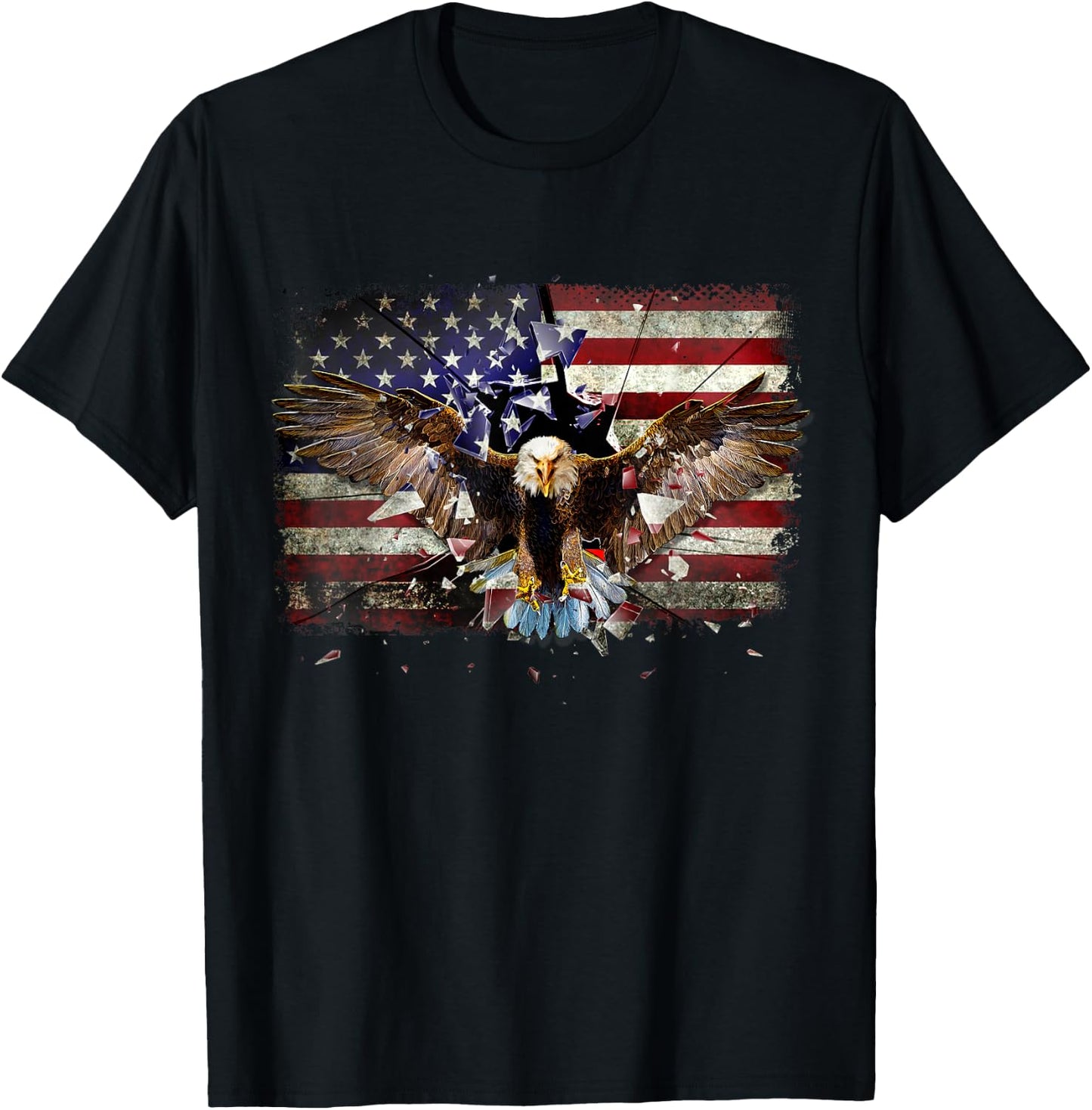 Eagle Patriotic USA American Flag 4th of July Men Women Kids T-Shirt - T-Shirt | Black