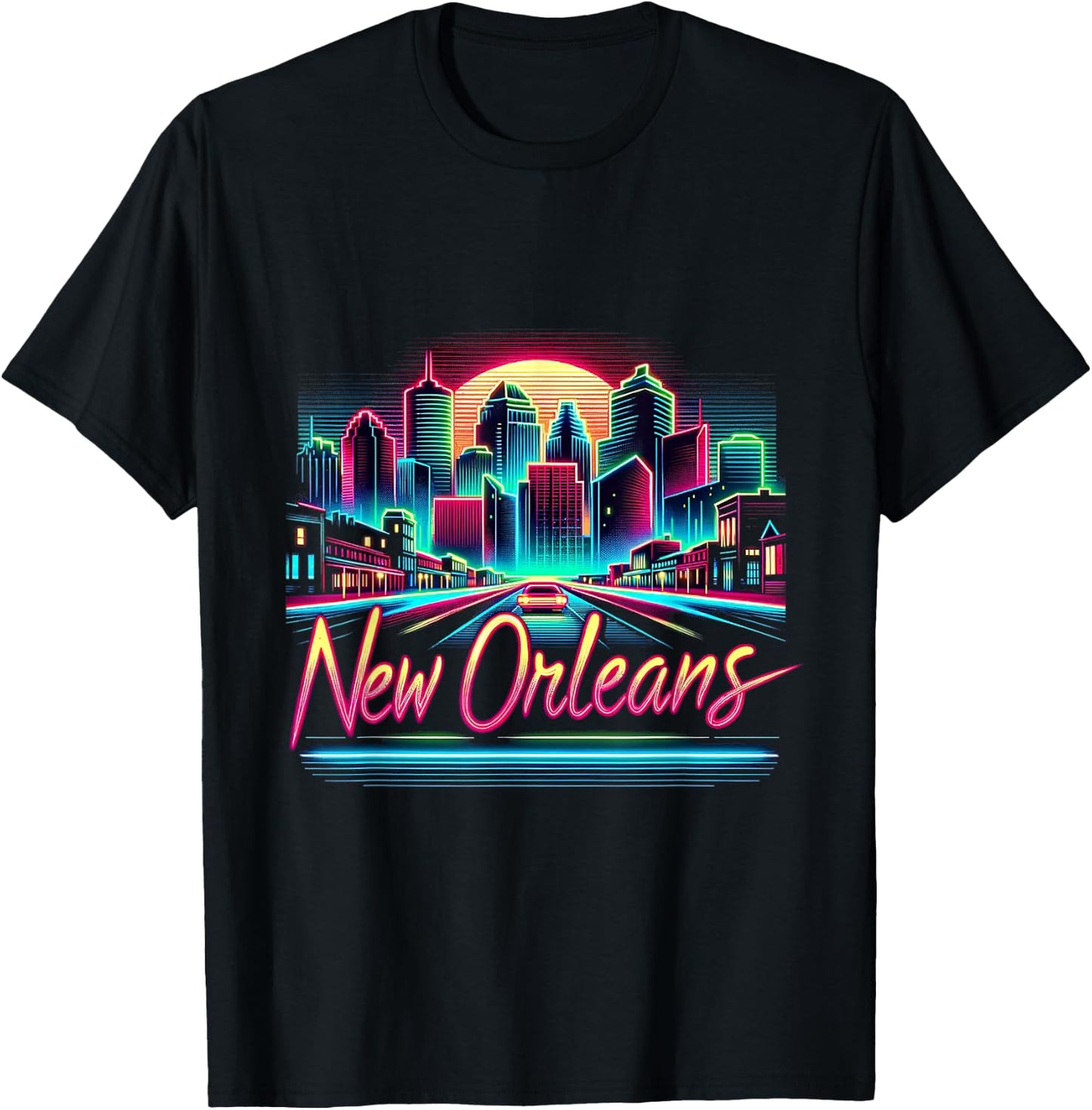 New Orleans Louisiana Shirt LA 80s 90s Retro City Skyline T-Shirt - T-Shirt | Black