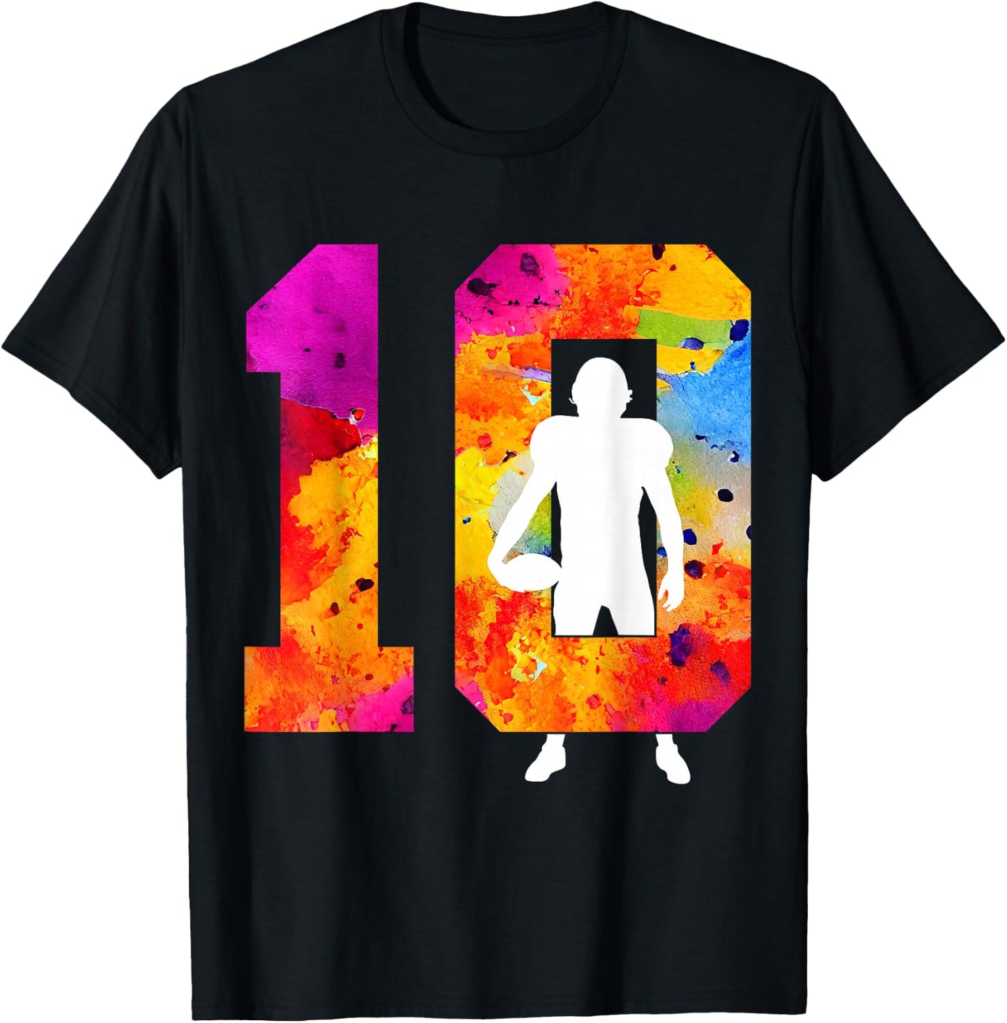 Number 10 Years Football 10th Birthday T-Shirt - T-Shirt | Black