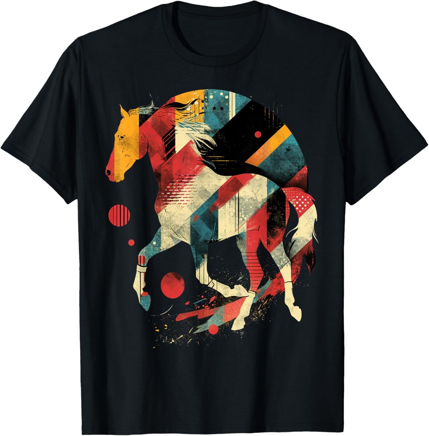 Artsy Polo player (equestrian) on Abstract Art Polo T-Shirt - T-Shirt | Black