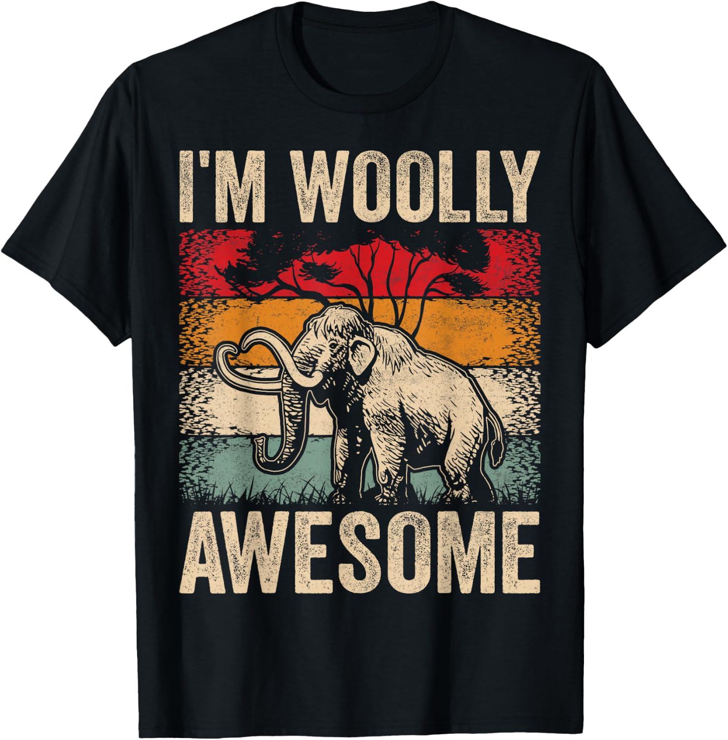 I'm Woolly Awesome Cute Boys Girls Kids Woolly Mammoths T-Shirt - T-Shirt | Black