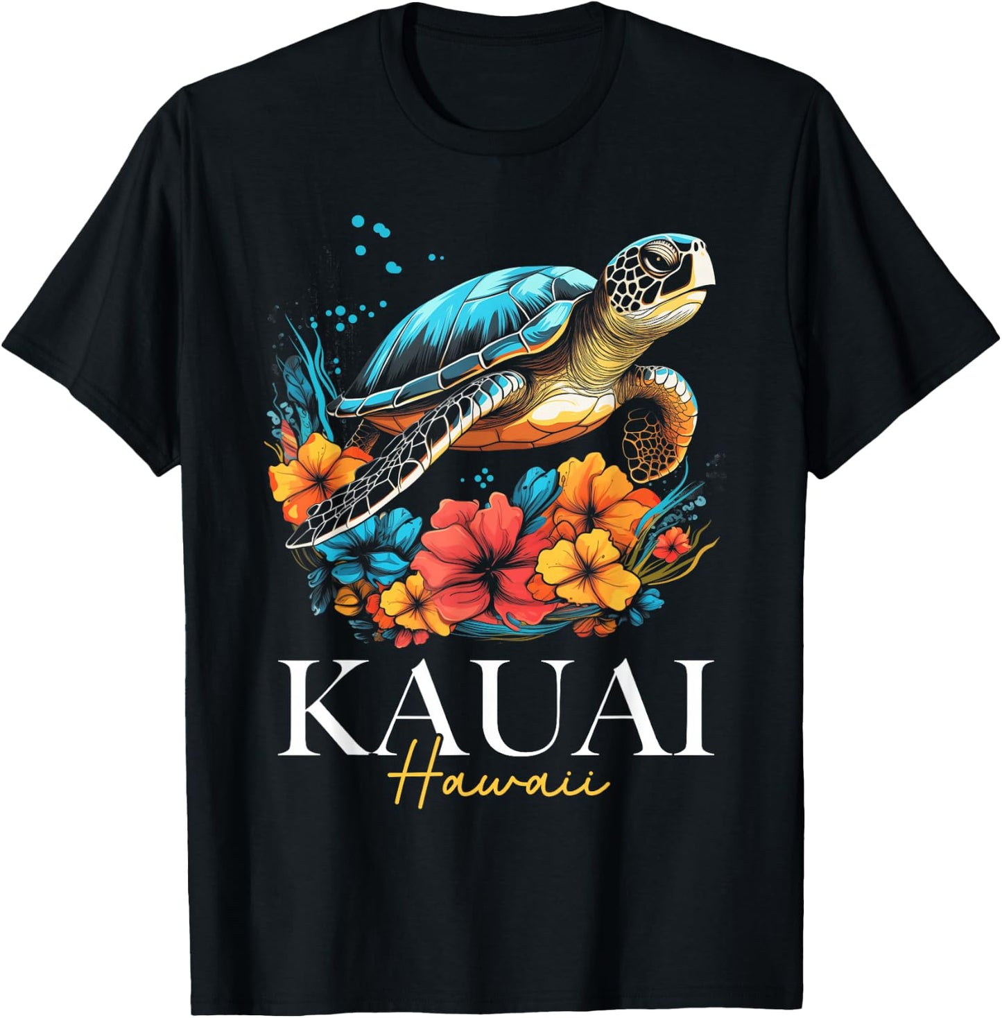 Kauai Hawaii Sea Turtle Hawaiian Diving Surfer Souvenir T-Shirt - T-Shirt | Black
