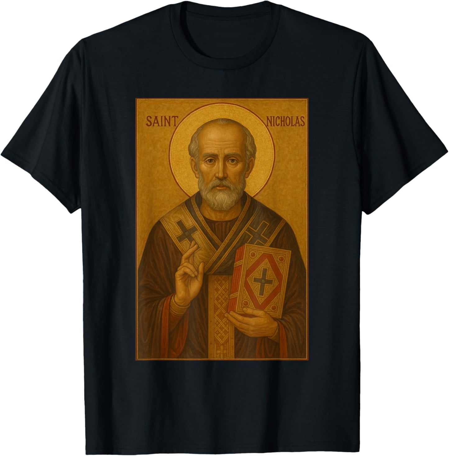 Orthodox Christian Icon of the Saint Nicholas T-Shirt - T-Shirt | Black
